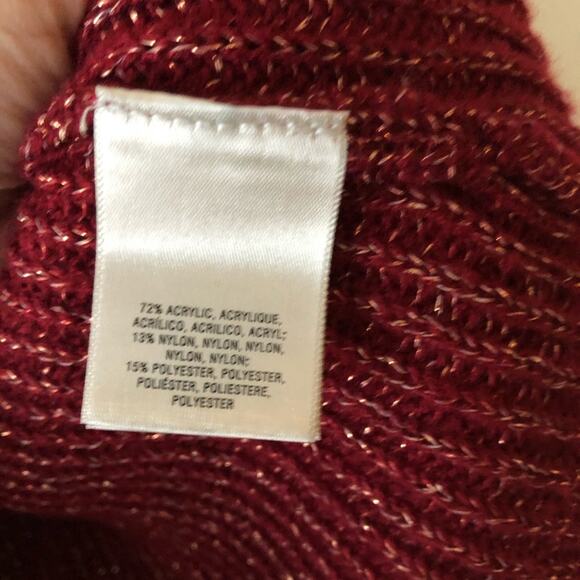 Anthro Moth Tanwen Red Metallic Bell Sleeve Sweater - Picture 6 of 6